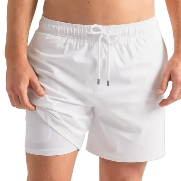 Men's Swim Trunks – Arctic White | Compression Liner | Capelle Miami