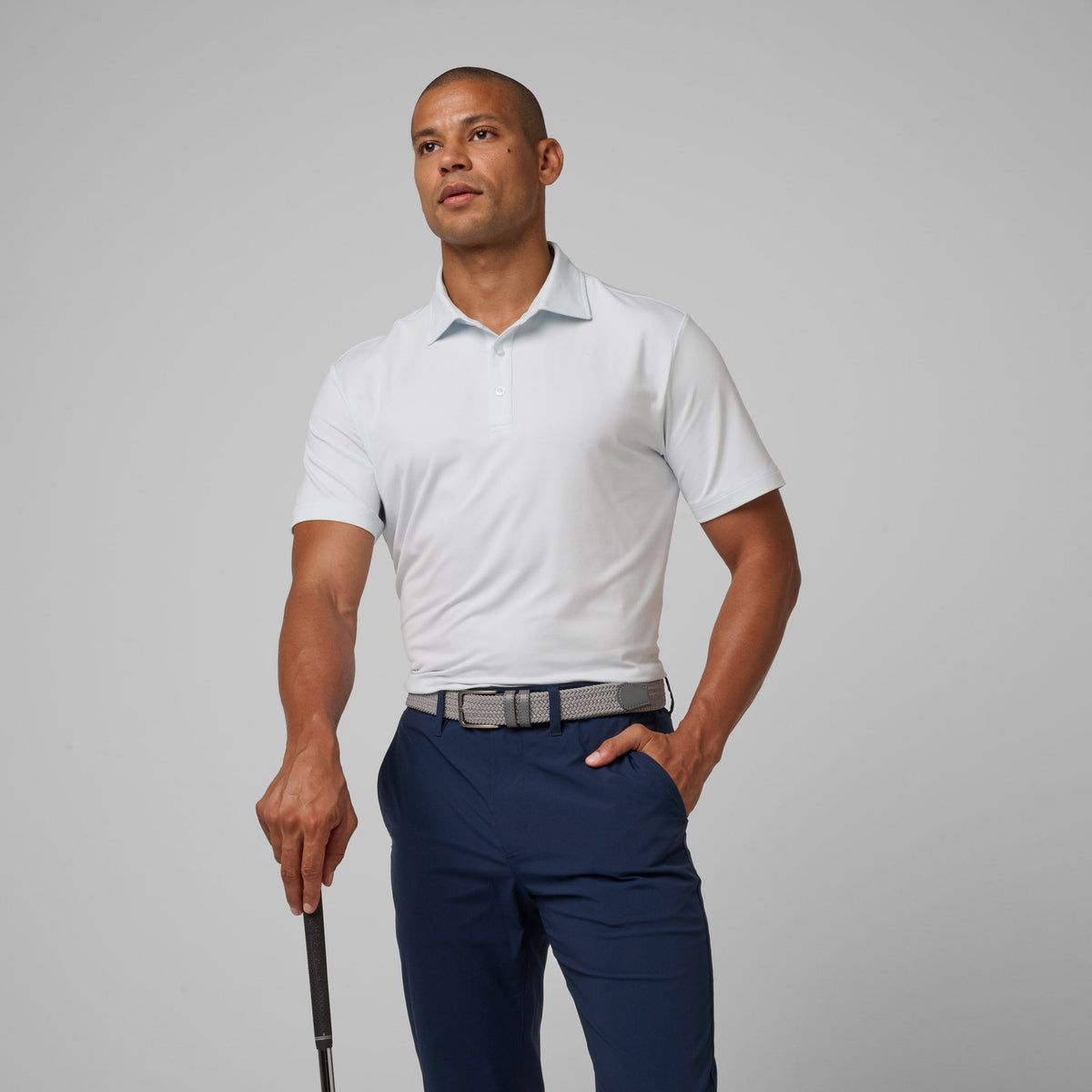 Greatness Wins Athletic Tech Polo in Baby Blue, view 2