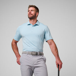 Greatness Wins Athletic Tech Polo in Coastal Blue, view 2