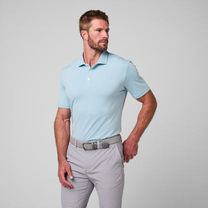 Greatness Wins Athletic Tech Polo in Coastal Blue