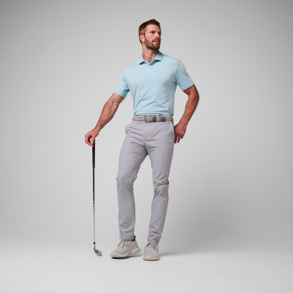 Greatness Wins Athletic Tech Polo in Coastal Blue, view 4