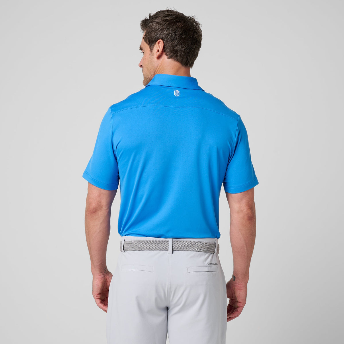 Greatness Wins Athletic Tech Polo in Sonic Blue, view 6
