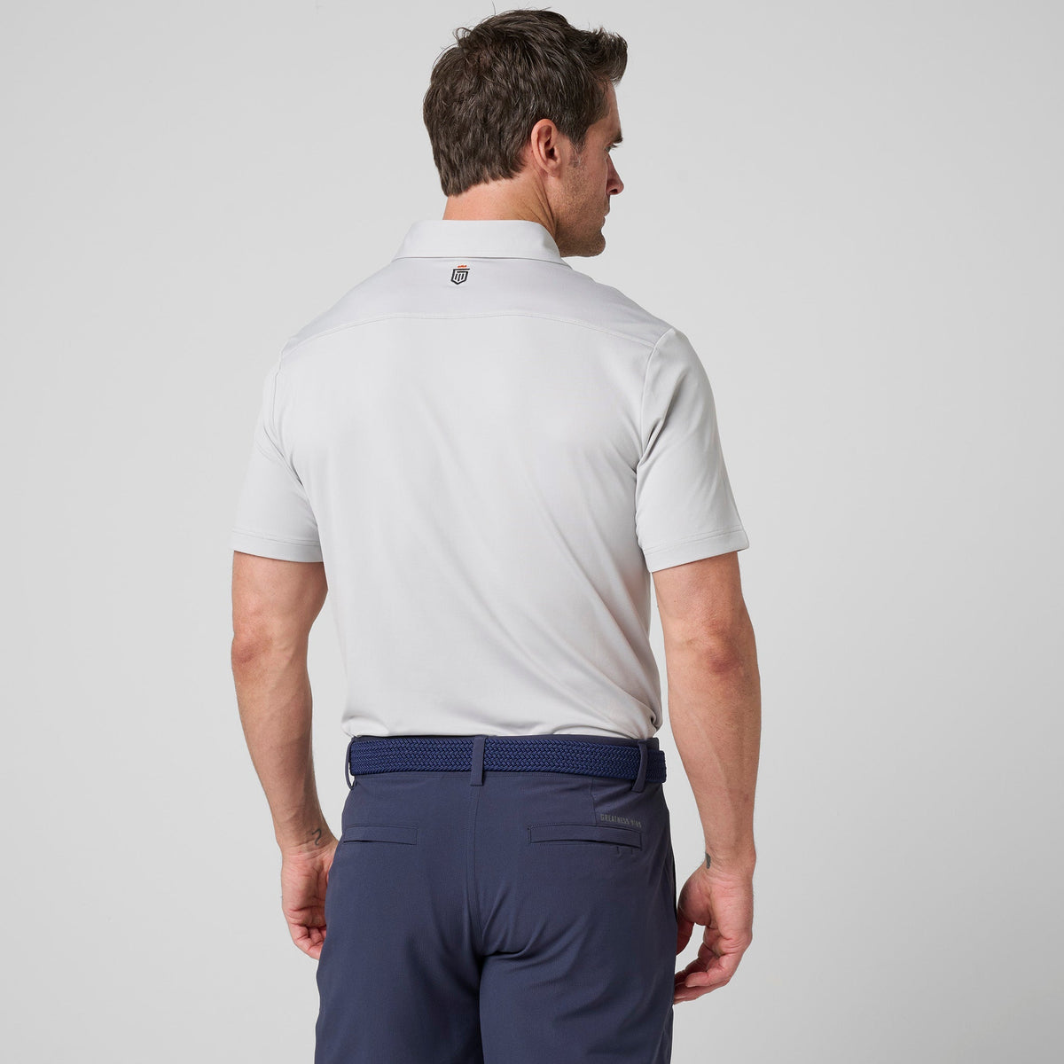 Greatness Wins Athletic Tech Polo in Ash Gray, view 4