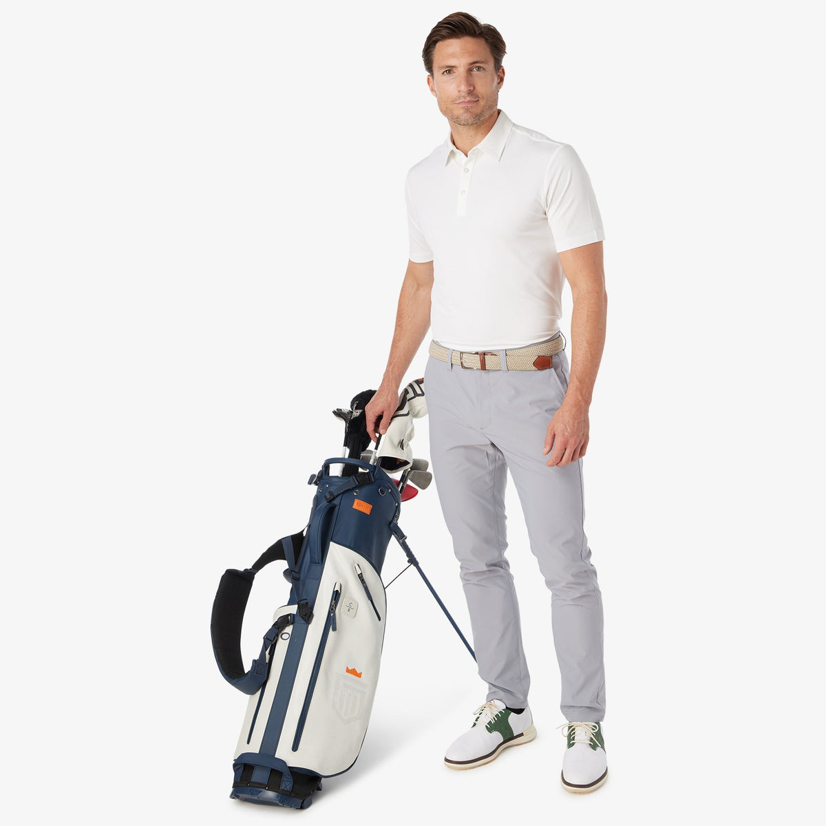 Greatness Wins Athletic Tech Polo in White, view 4