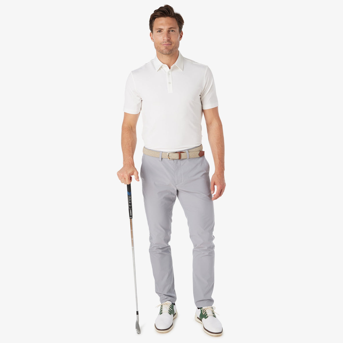 Greatness Wins Athletic Tech Polo in White, view 5