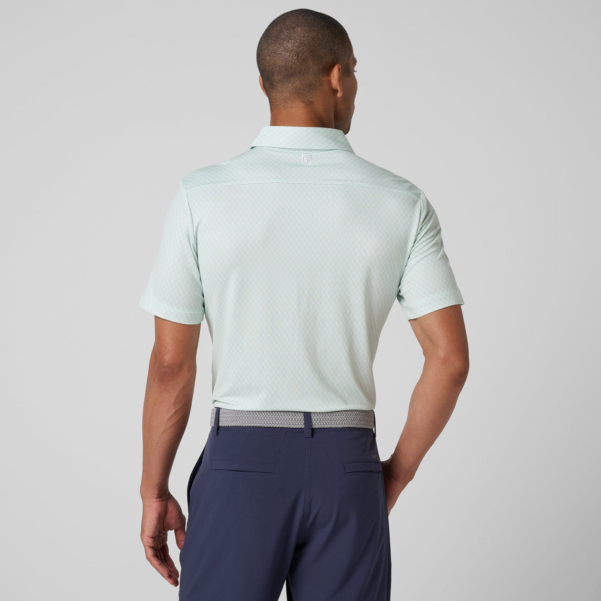 Greatness Wins Athletic Tech Printed Polo in Mint Blur, view 2