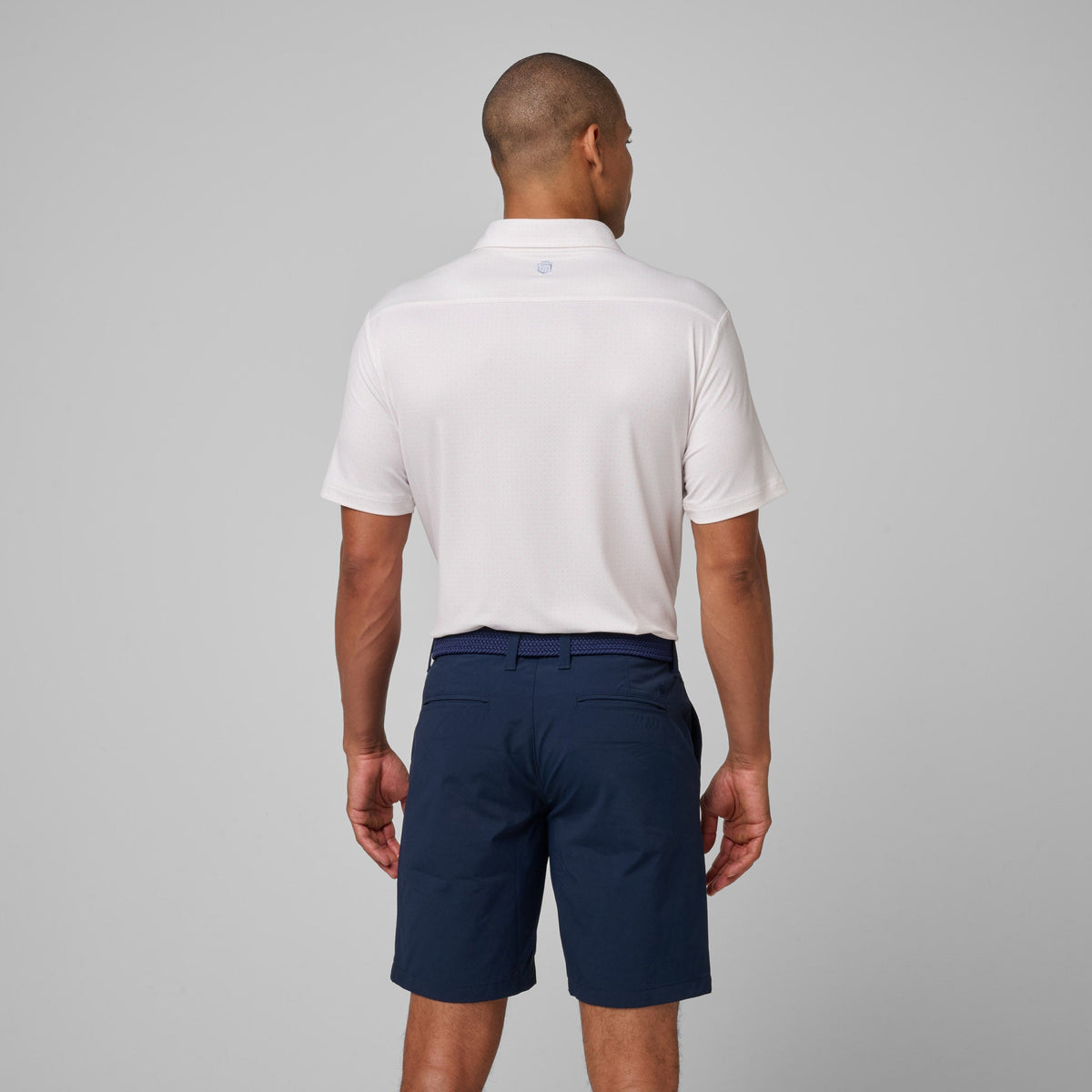 Greatness Wins Athletic Tech Printed Polo in White Geo, view 3