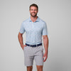 Athletic Tech Printed Polo, White Blue Ditsy