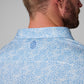 Greatness Wins Athletic Tech Printed Polo in White Blue Ditsy, view 4