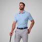 Greatness Wins Athletic Tech Stripe Polo in Baby Blue and Regatta, view 2