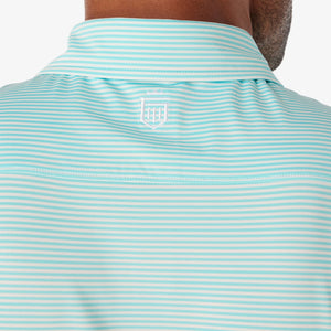 Greatness Wins Athletic Tech Stripe Polo in Blue Turq, view 2