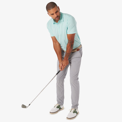 Greatness Wins Athletic Tech Stripe Polo in Blue Turq