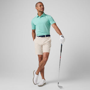 Greatness Wins Athletic Tech Stripe Polo in Mint and Marine Green