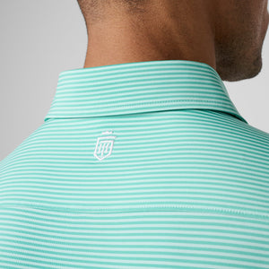 Greatness Wins Athletic Tech Stripe Polo in Mint and Marine Green, view 2