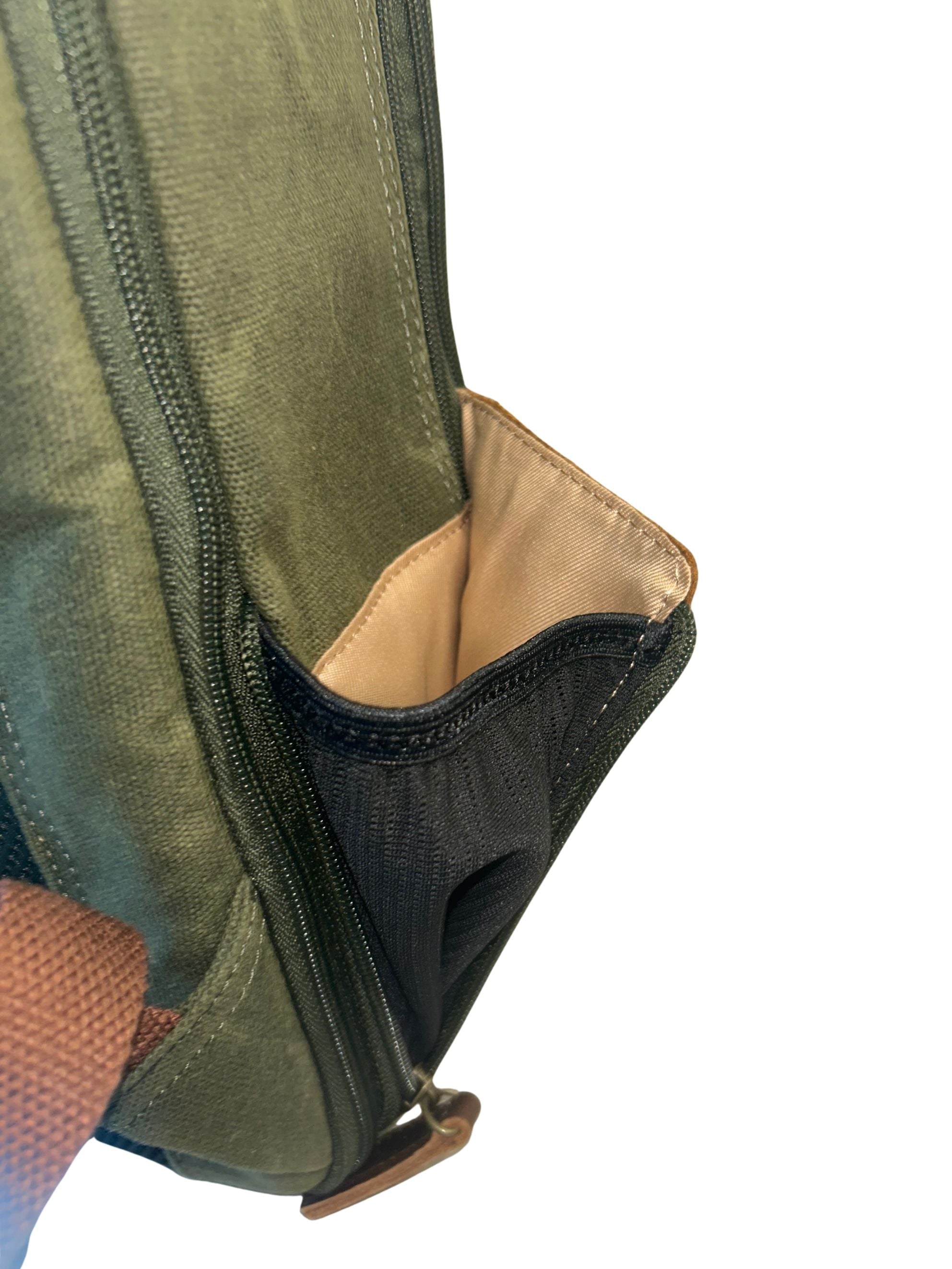 Miami Leathers Maxwell waxed canvas and leather laptop backpack, image 3 of 10