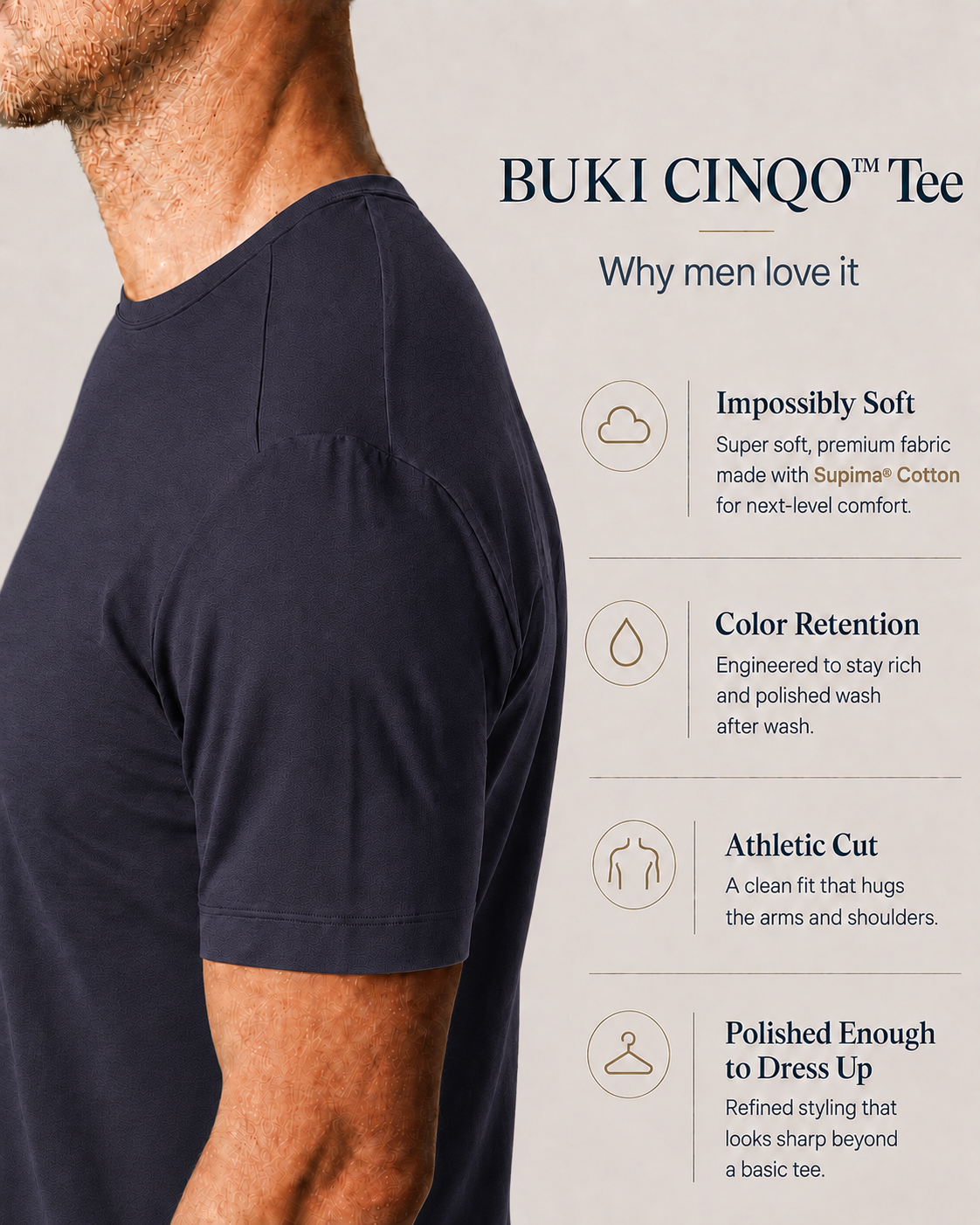 Buki CINQO men's tech tee black, image 4 of 6