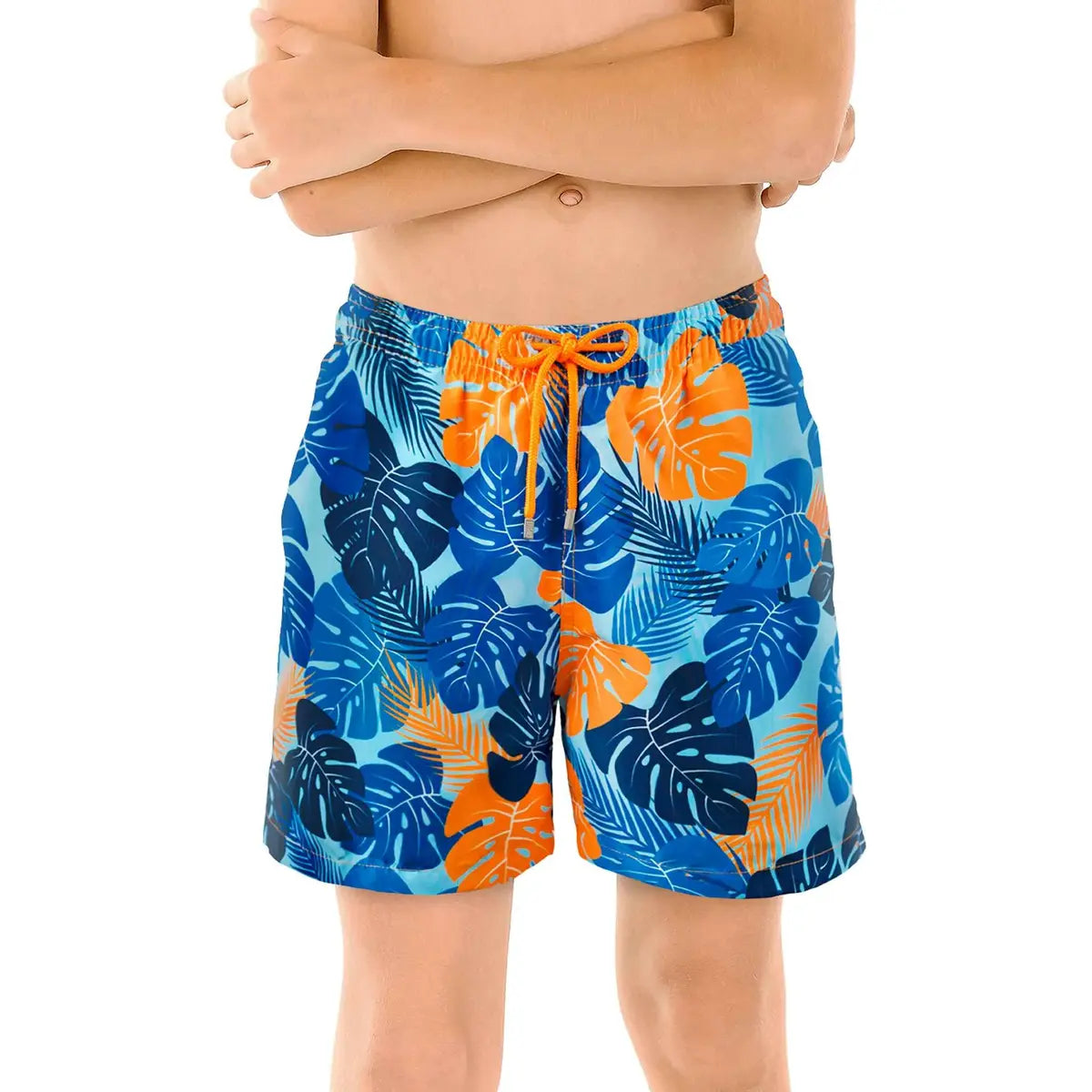 Blue Jungle boys hybrid short, front view