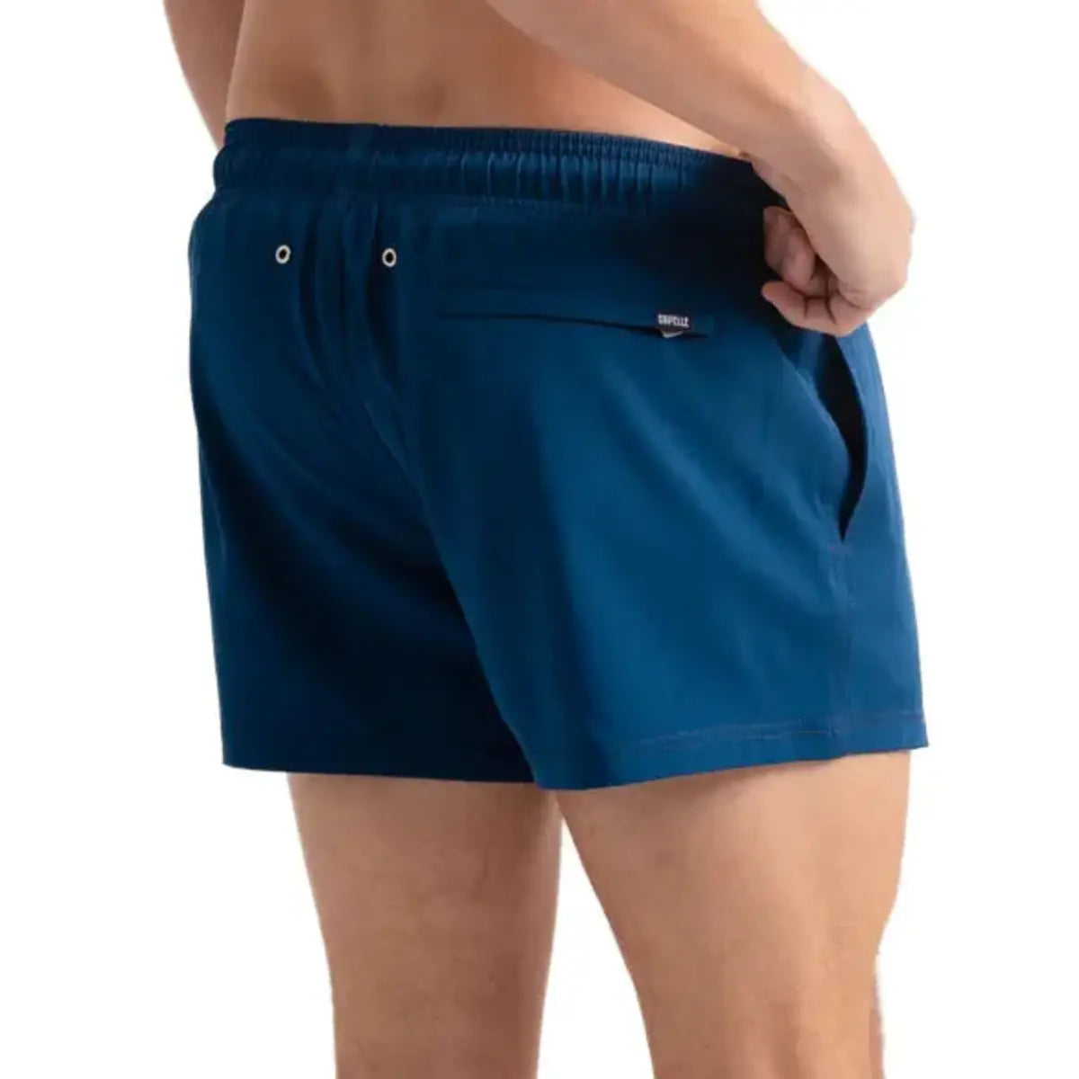 Blue Sapphire men's hybrid swim short in the 3 inch Short, solid royal blue, back view