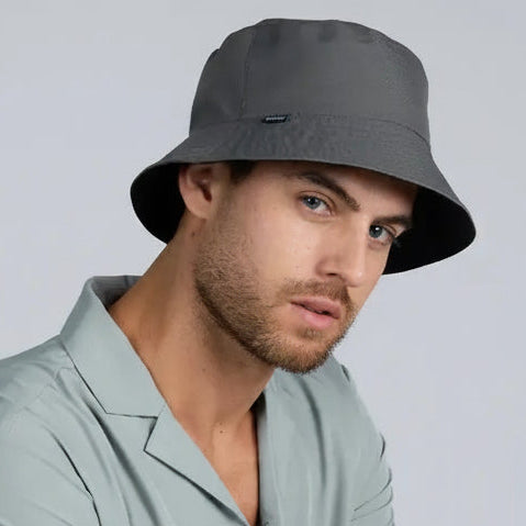 Black and Gray Reversible Bucket Hat worn gray side out, Capelle Miami