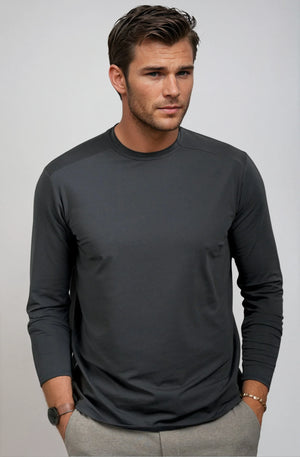 Buki CINQO men's long sleeve tech tee blue night, image 1 of 2