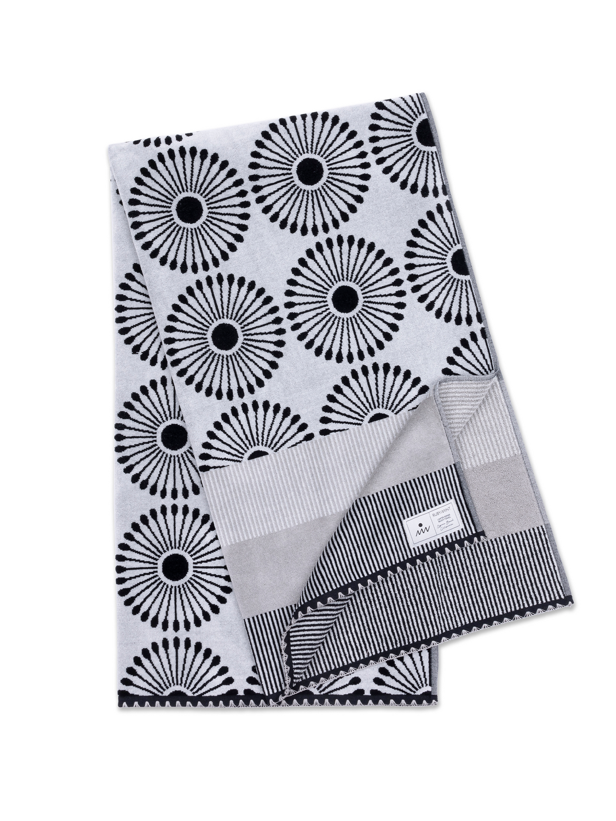 Ruby Mint Carlisle black and white cotton beach towel, image 2 of 6