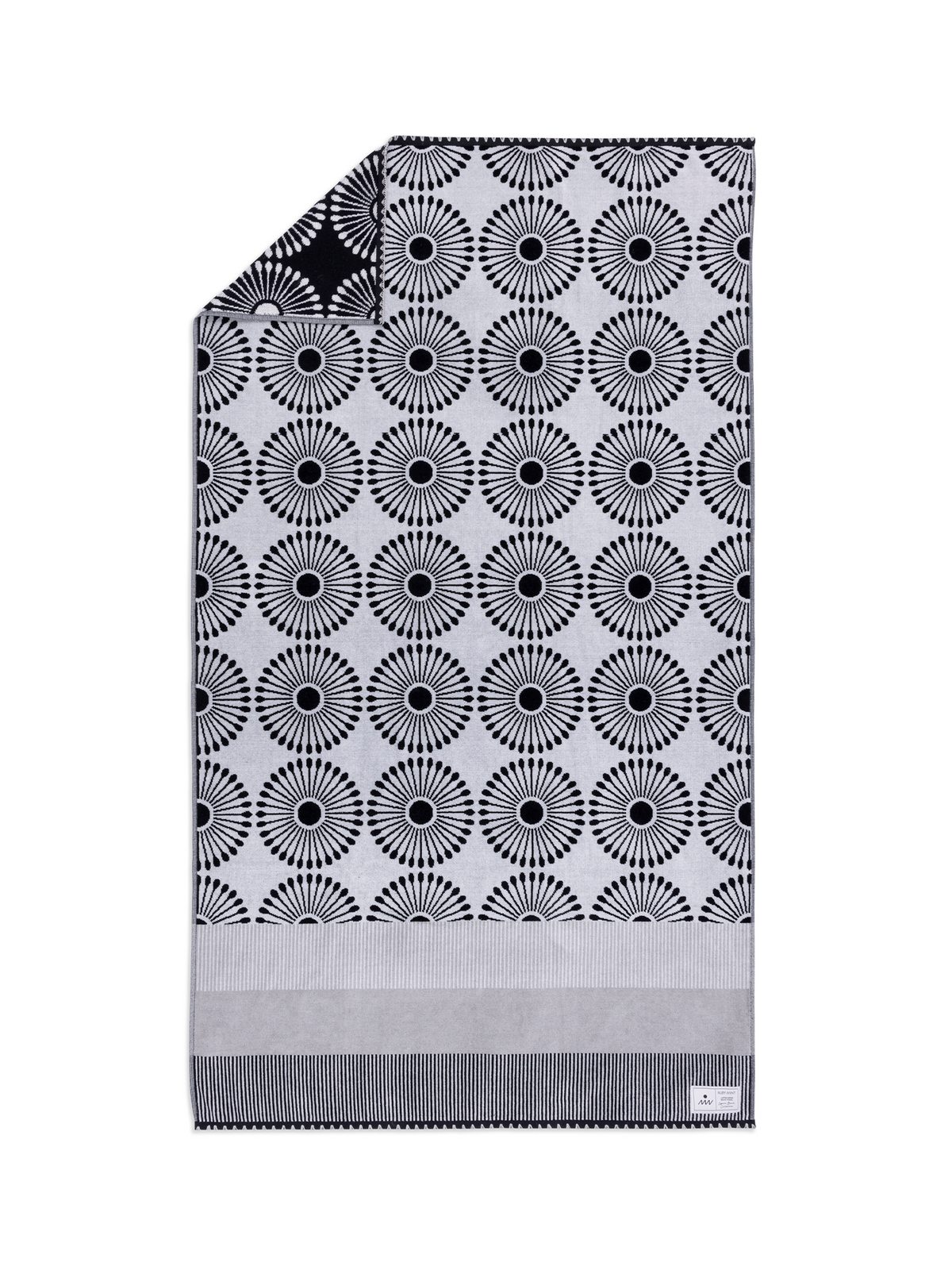 Ruby Mint Carlisle black and white cotton beach towel, image 1 of 6