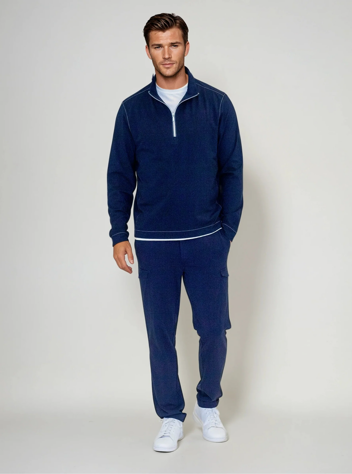 Buki CINQO travel half zip 2 pack navy and white, image 7 of 7