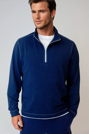 Buki CINQO travel half zip 2 pack navy and white, image 1 of 7