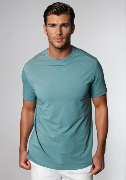 Buki CINQO men's tech tee blue grey, image 1 of 6