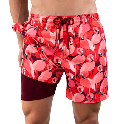 length:classic pink flamingos hybrid short studio front