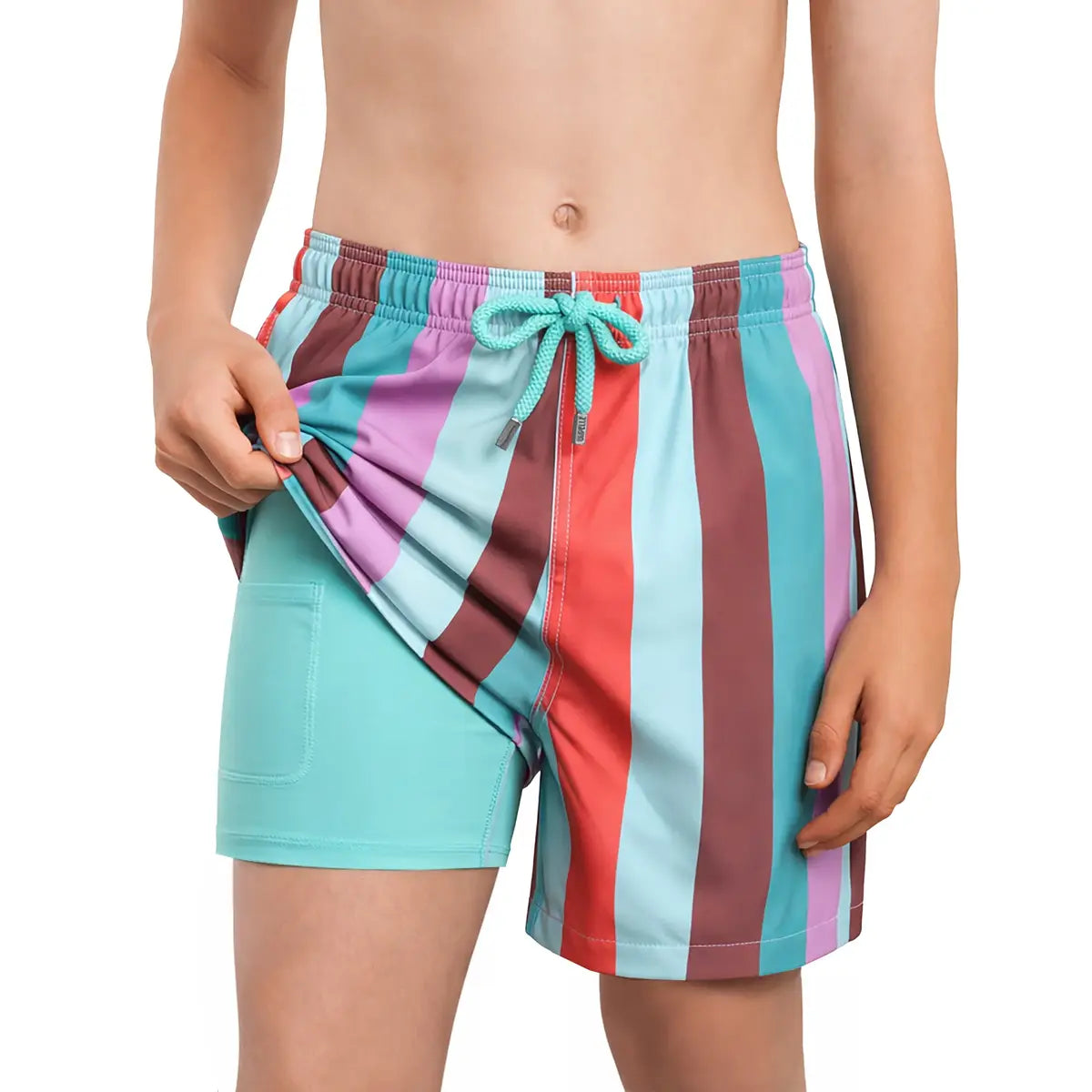 Coastal Cabana, Zest boys hybrid short, front view