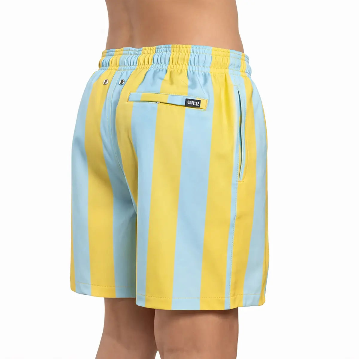 Coastal Cabana, Sun and Sky boys hybrid short, back view