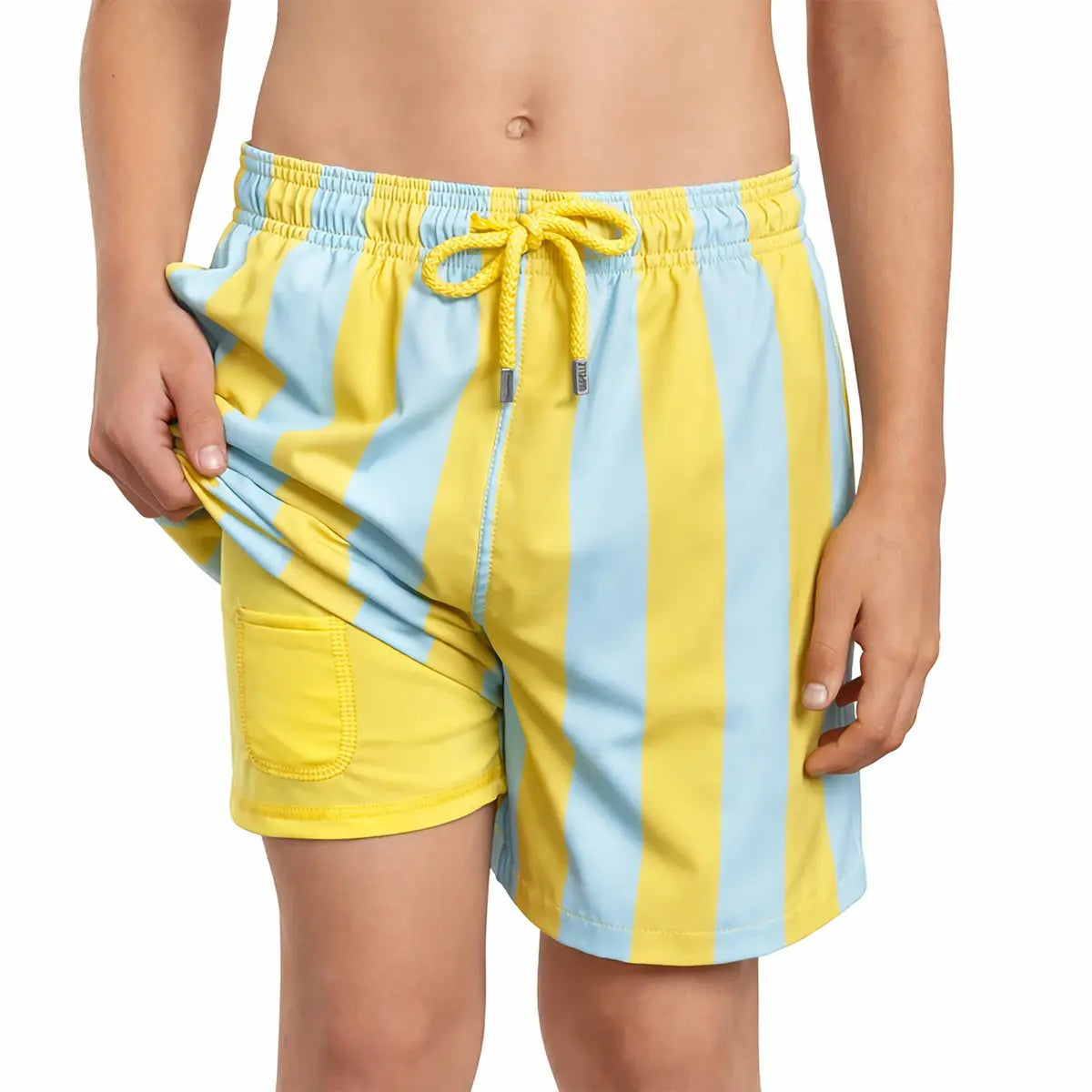 Coastal Cabana, Sun and Sky boys hybrid short, front view