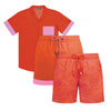 Heatwave Coral – Men’s Matching Resort Set | 2 Shorts + Shirt