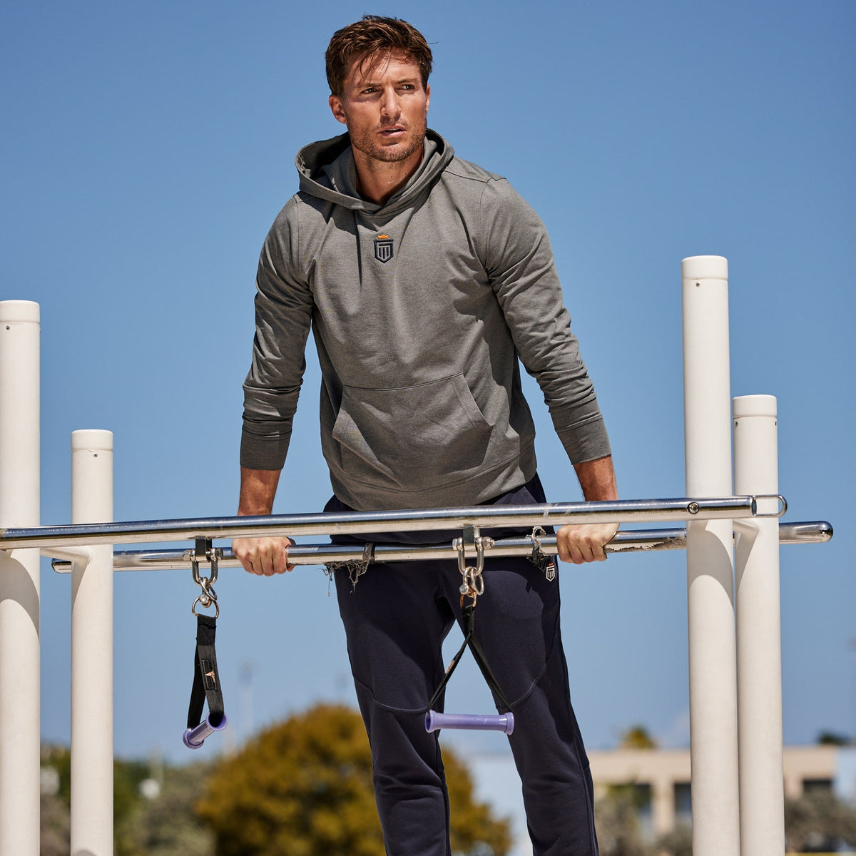 Greatness Wins Core Tech Hoodie in Gray Heather, view 5