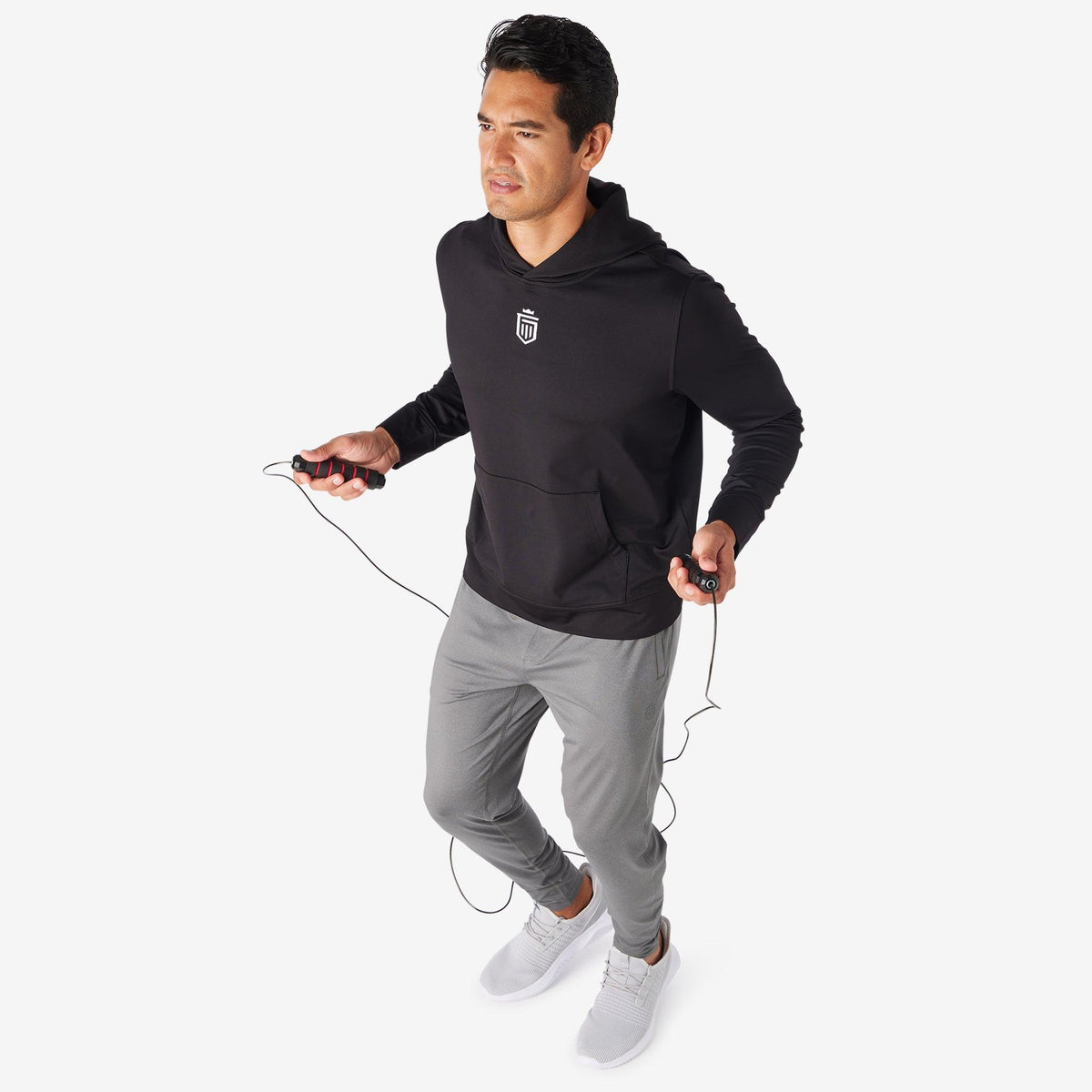 Greatness Wins Core Tech Hoodie in Black / White, view 6