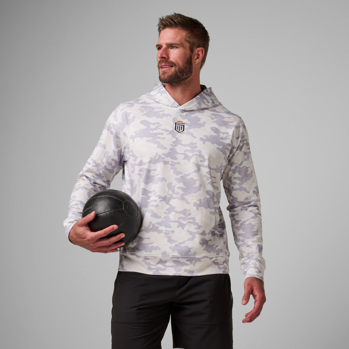 Greatness Wins Core Tech Hoodie in Gray Camo, view 6