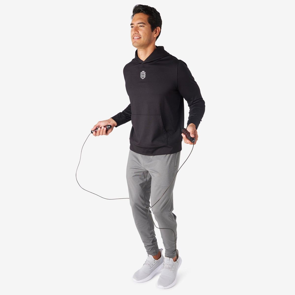 Greatness Wins Core Tech Hoodie in Black / White, view 3