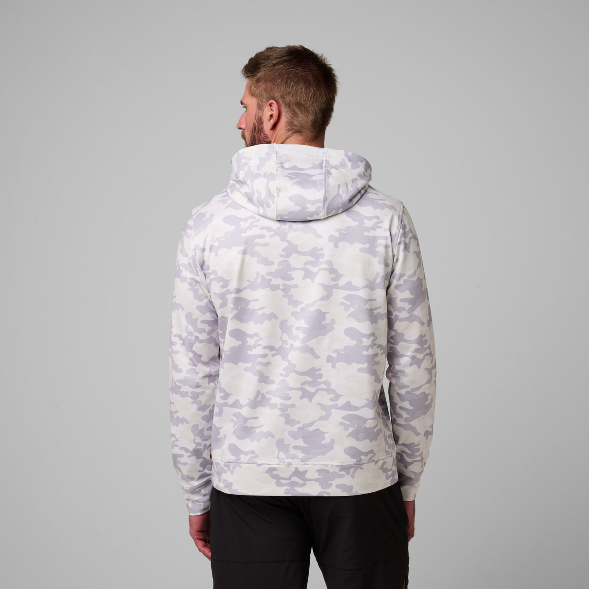 Greatness Wins Core Tech Hoodie in Gray Camo, view 3
