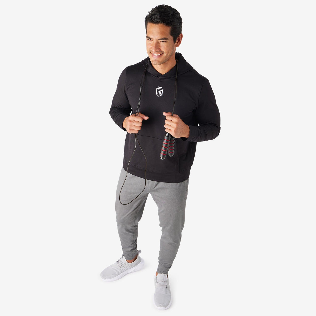 Greatness Wins Core Tech Hoodie in Black / White, view 8