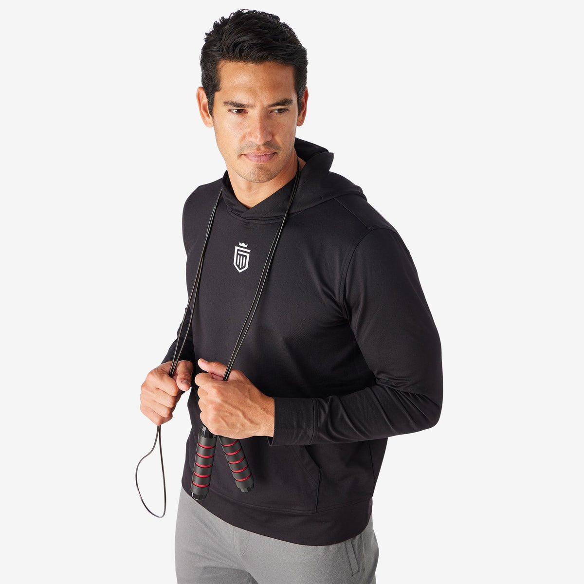 Greatness Wins Core Tech Hoodie in Black / White, view 5