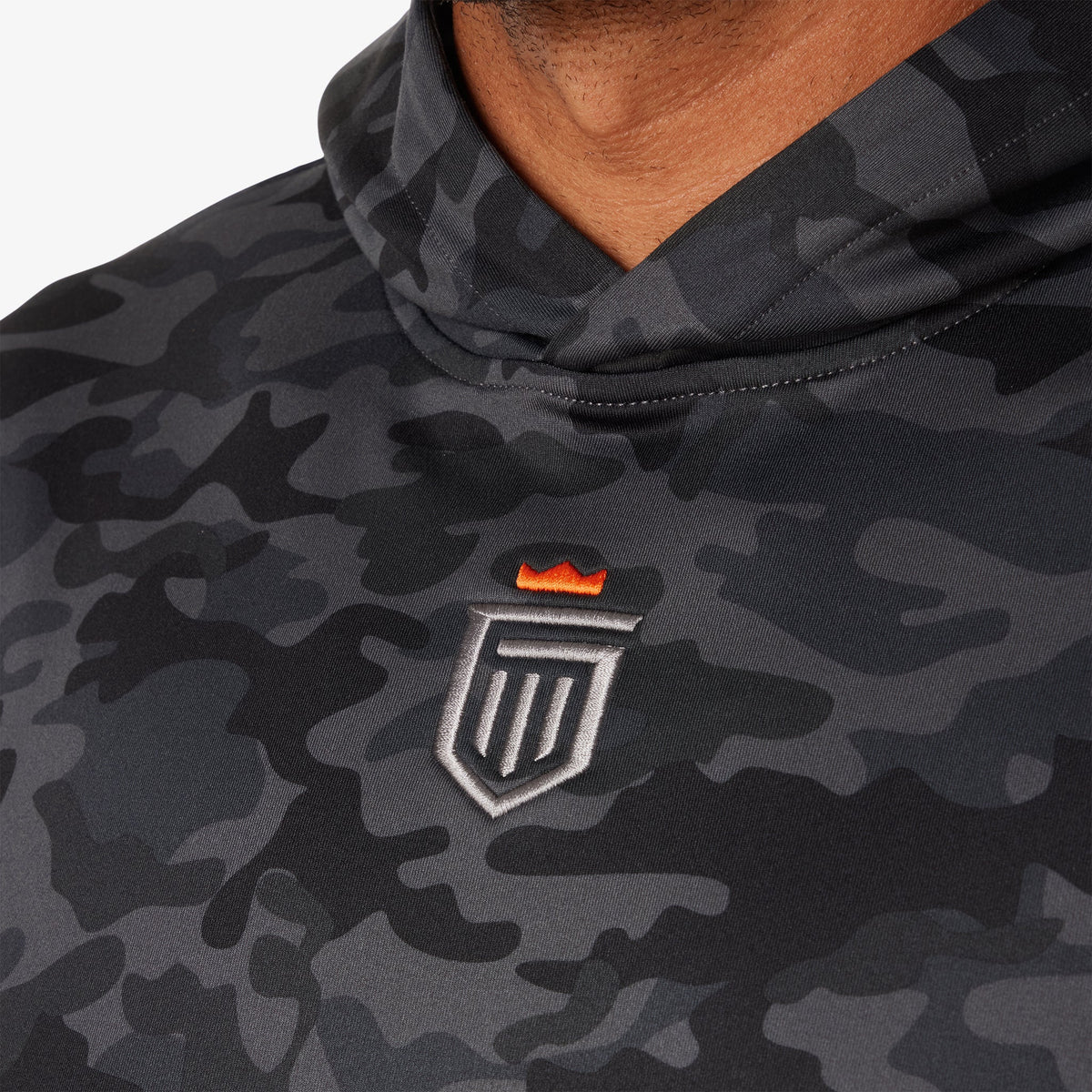Greatness Wins Core Tech Hoodie in Black Camo, view 5