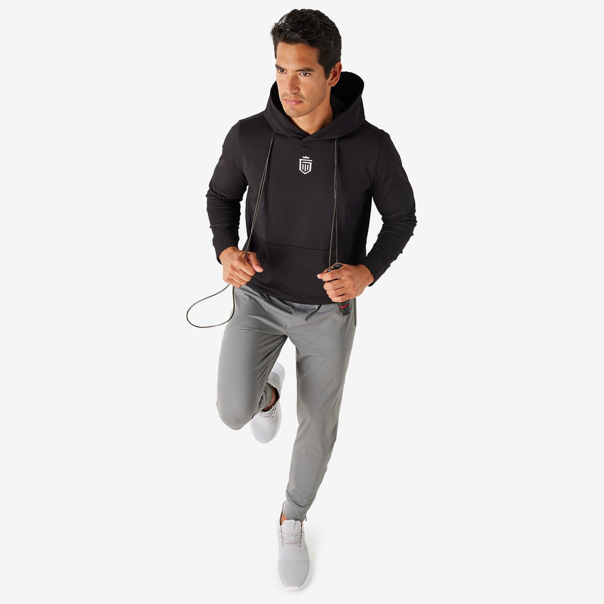 Greatness Wins Core Tech Hoodie in Black / White, view 10