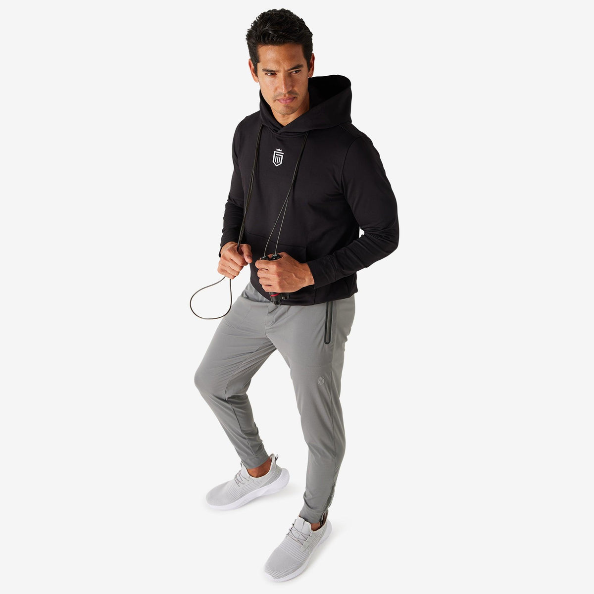 Greatness Wins Core Tech Hoodie in Black / White, view 7