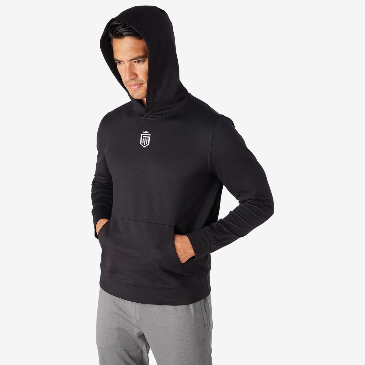 Greatness Wins Core Tech Hoodie in Black / White, view 4