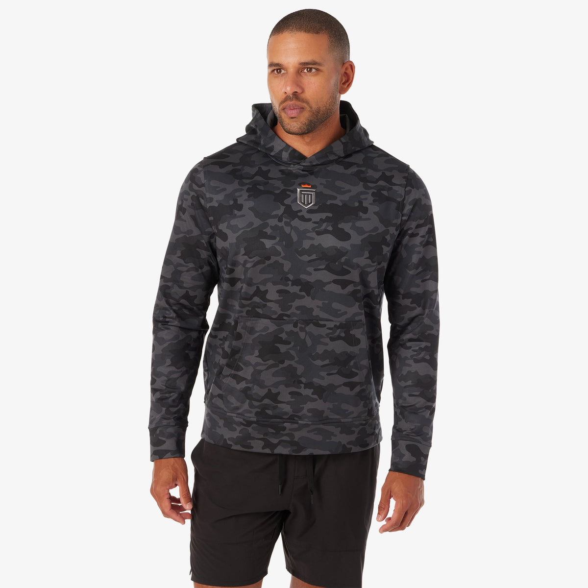 Greatness Wins Core Tech Hoodie in Black Camo, view 6