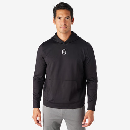 Greatness Wins Core Tech Hoodie in Black / White, view 2
