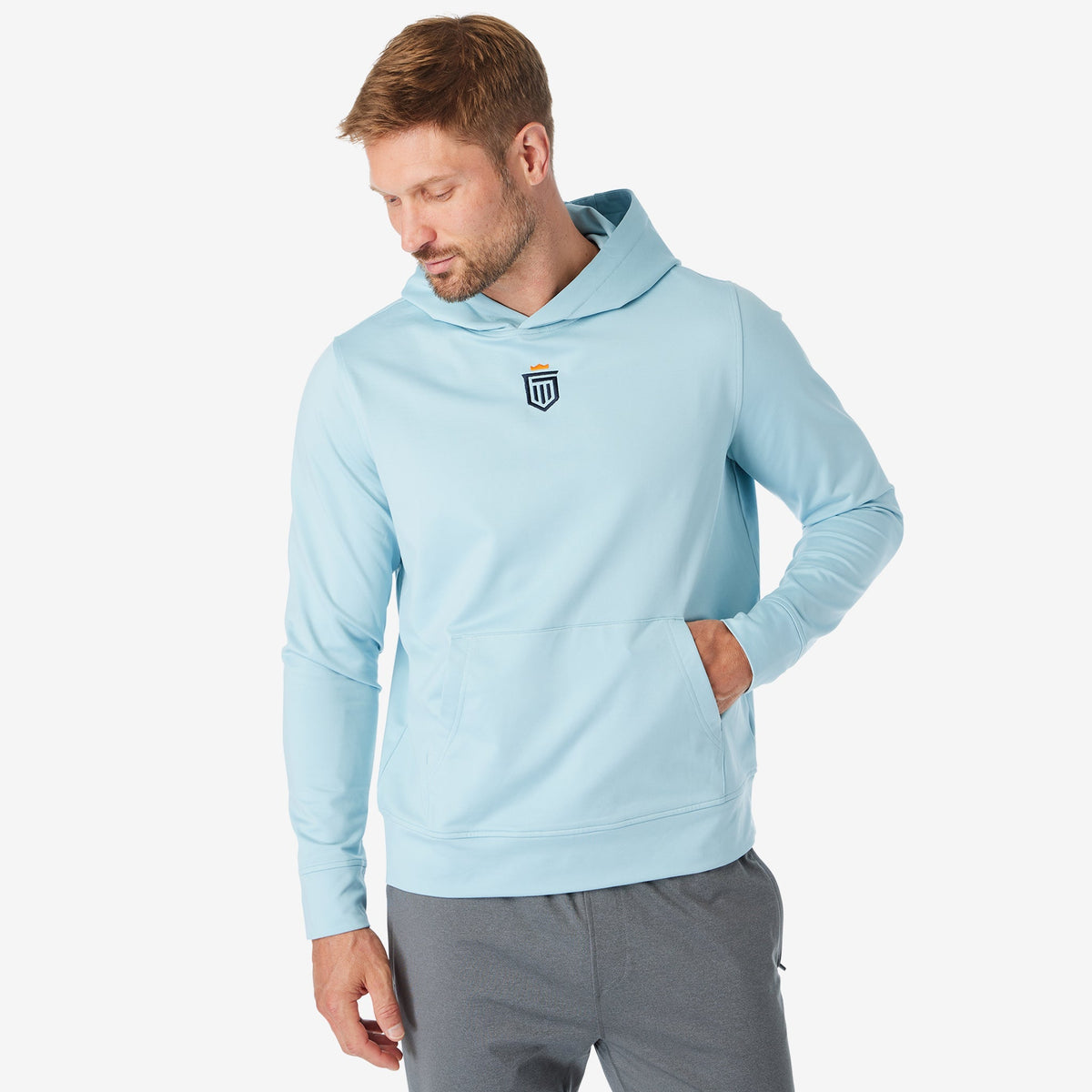Greatness Wins Core Tech Hoodie in Coastal Blue, view 6
