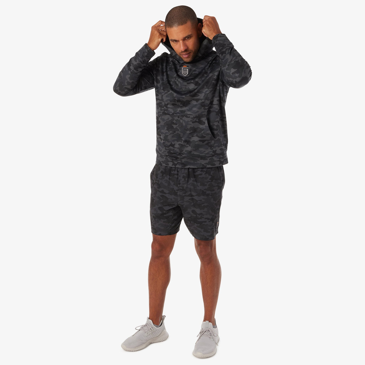 Greatness Wins Core Tech Hoodie in Black Camo, view 4