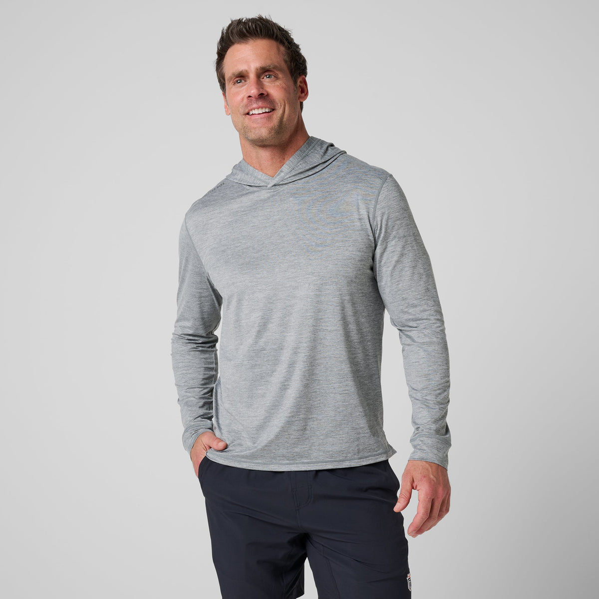 Greatness Wins Core Tech T-Shirt Hoodie in Athletic Gray Heather